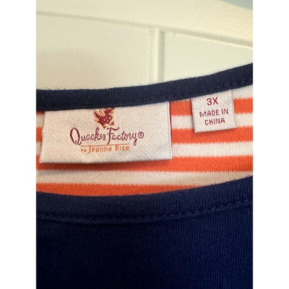 Quacker Factory top / Blouse size 3X Orange, White and Blue - Picture 3 of 9